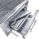 Sunstone® Series 28″ Charcoal Drop-in Grill featuring adjustable vents for optimal airflow and heat control, designed by Sunstone.