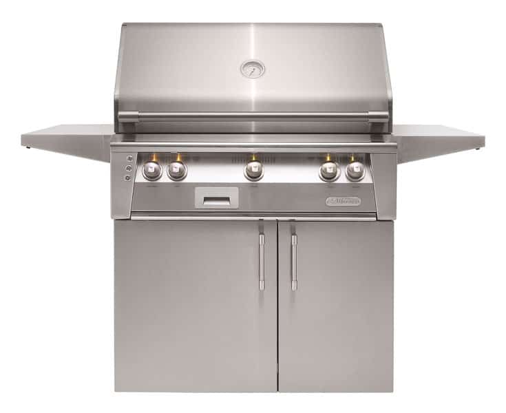 Alfresco XE-36C 36-inch standard grill cart with double doors in 304 stainless steel