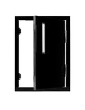 Close-up of Bonfire Single Vertical Door 17" x 24" Black showing masonry edges and sturdy handle for outdoor use.