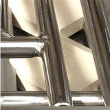 Close-up of the heavy-duty stainless steel cooking grates of an Alfresco built-in gas grill