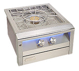 Alfresco Intelligent Professional 24-inch Versa Power cooker with blue LumaTouch-lit control knobs, built-in stainless steel, AIPGVP