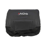 American Outdoor Grill (AOG) black built-in grill cover with AOG logo on a white background