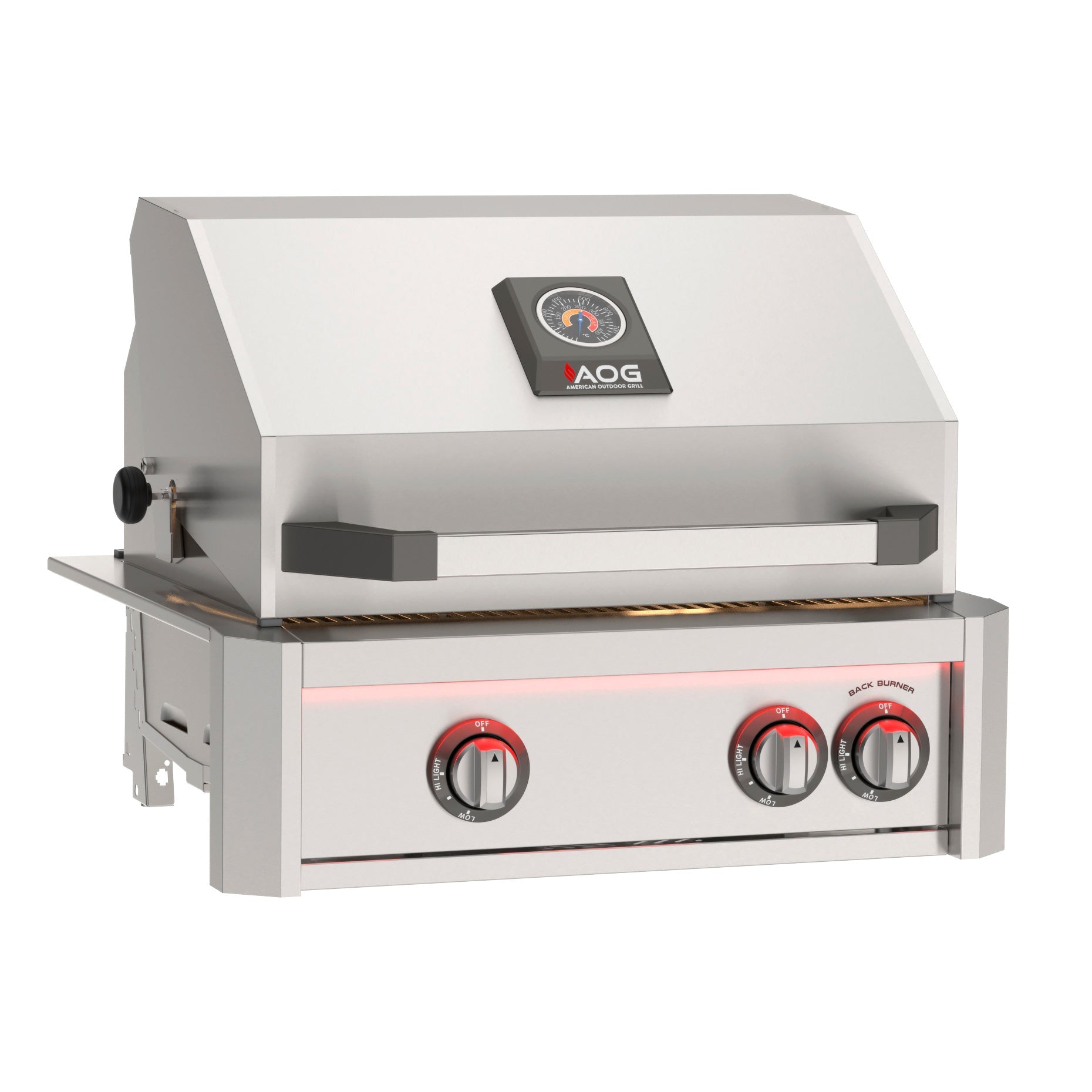 American Outdoor Grills 24 Inch Built-In Propane Grill with Lights and Back Burner