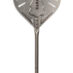 A small thumbnail of a Coyote round stainless steel pizza turning peel with a perforated round head and a long handle, shown upright on a transparent background