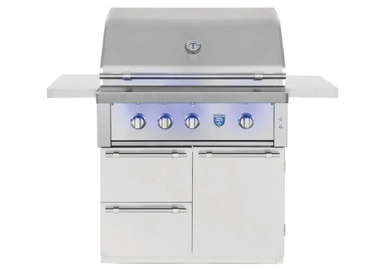 American Made Grills Estate Freedom 36" Gas Freestanding Cart Grill EST36-FR + CART-EST36 - 3 Burners, 90,000 BTUs, 920 Sq In, 304 Stainless Steel
