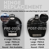 Primo post-2015 hinge and handle kit for Oval Large ceramic grill, with hinge bands and handle