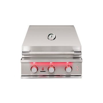True Flame 3 Burner Gas Grill with stainless steel design and LED exterior lighting