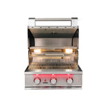 True Flame 3 Burner Gas Grill showcasing Halogen interior lighting and cooking grates
