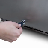 Showcasing storage capacity of 15” 3.2C Outdoor Fridge with Glass Door by True Flame, perfect for outdoor entertaining.