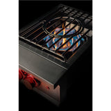 TrueFlame Power Burner by True Flame showcasing stainless steel construction and LED-illuminated controls for outdoor cooking.