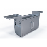 Le Griddle GFCART105 portable cart in 304 stainless steel with the side shelves folded