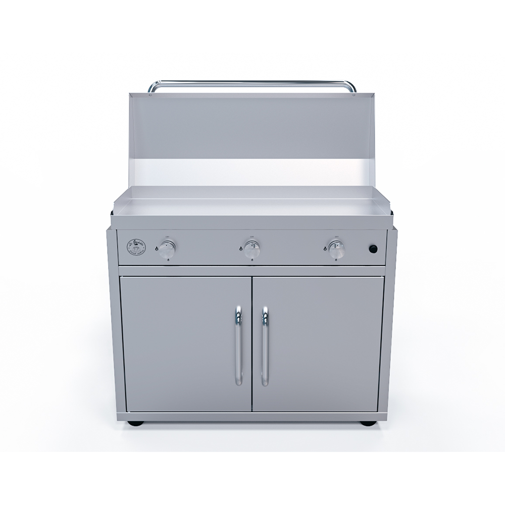 Le Griddle GFCART105 cart and 105 Series griddle with the stainless lid fitted