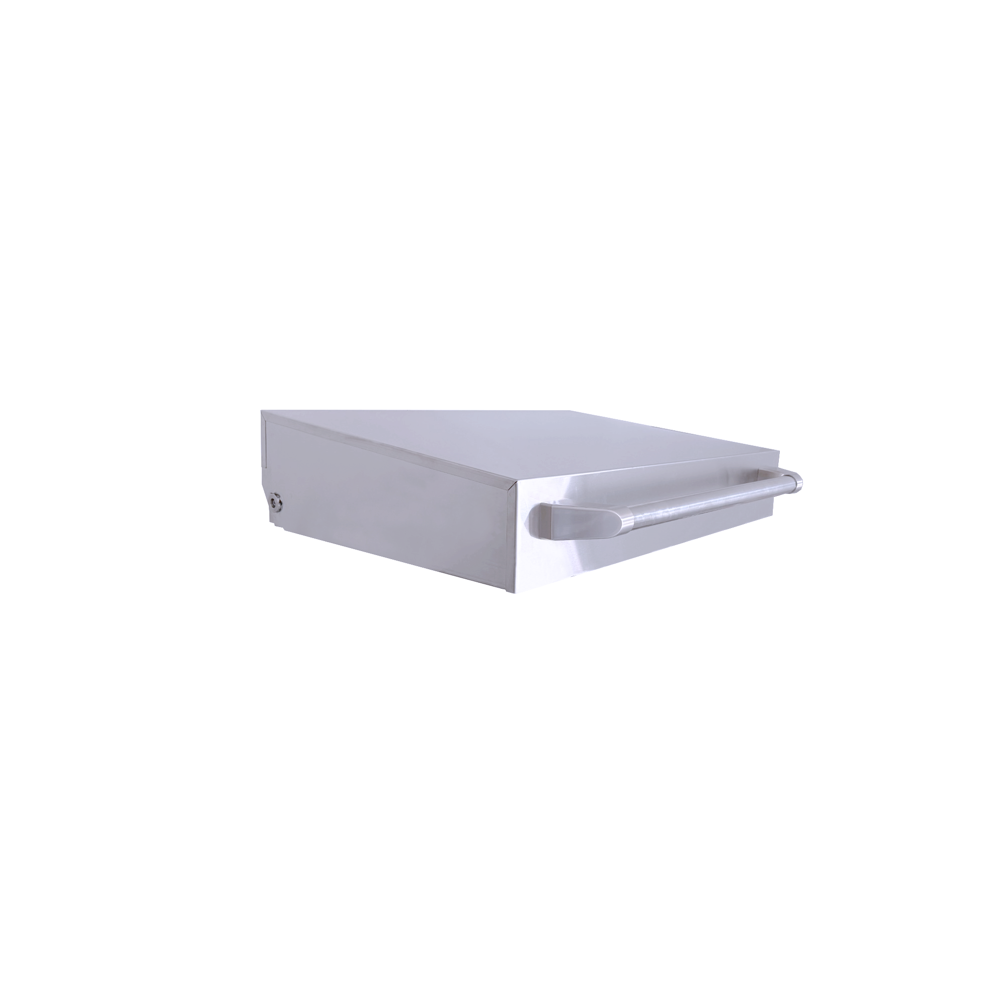 Le Griddle OMLLID40 stainless steel lid for 40 Series griddles, shown closed with the handle fitted