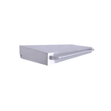 Le Griddle OMLLID105 stainless steel lid for 105 Series griddles, shown closed with the handle fitted