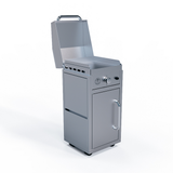 Le Griddle GFCART40 cart with a 40 Series griddle fitted and the side shelves folded