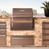 Memphis Pro 28" Built-In Pellet Grill ITC3 showcasing its sleek stainless steel design, perfect for outdoor cooking enthusiasts.