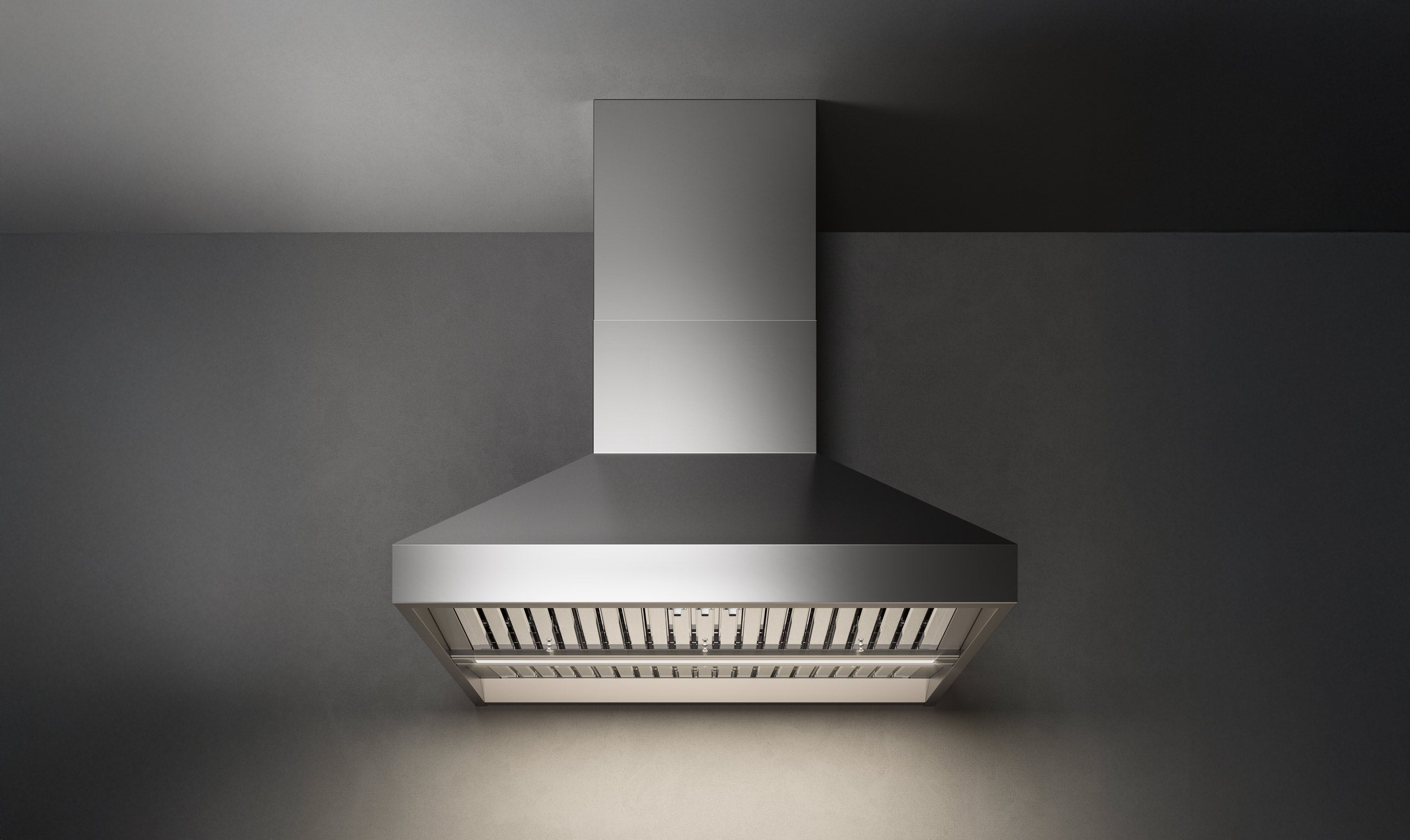Falmec Pyramid 36" Wall Mount Outdoor Hood, 1200 CFM showcasing its sleek design and robust construction for modern outdoor kitchens.