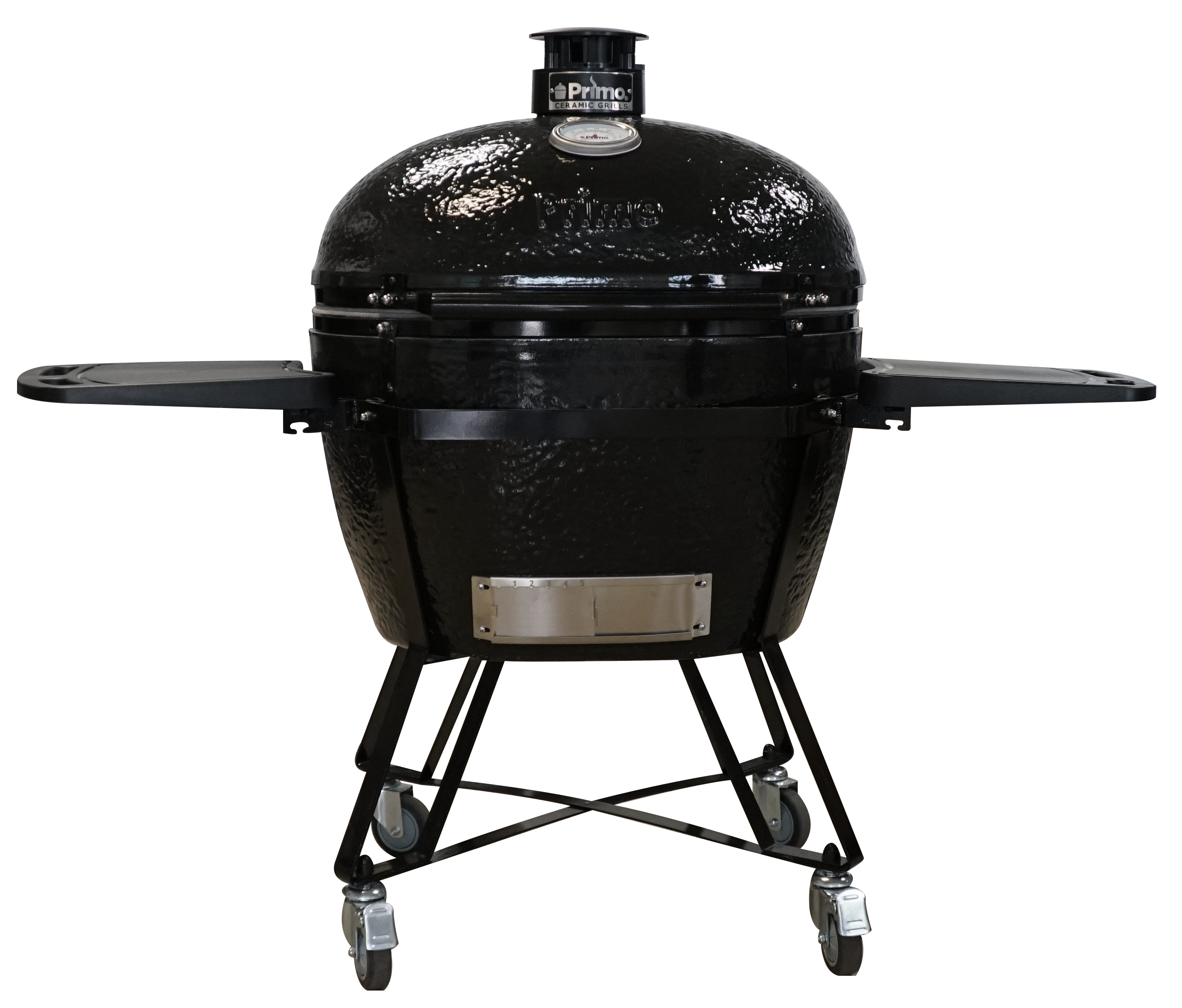 Primo cradle with side tables for Oval XX-Large ceramic charcoal grill, All-In-One stand setup