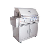 Features of the 30" Cutlass Pro Freestanding Grill Cart by RCS, including burners and control panel.