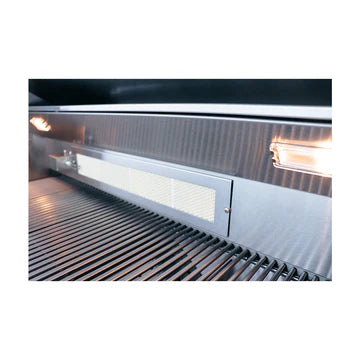 RCS 38" Cutlass Pro Freestanding Grill cart with blue LED control panel lights for easy grilling in low light.
