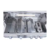 RCS 38" Cutlass Pro Freestanding Grill with a highlighted ceramic infrared back burner, perfect for rotisserie cooking.