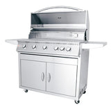 Wide shot of the 40" RCS Premier Freestanding Grill Cart in an outdoor kitchen setting, perfect for summer barbecues.