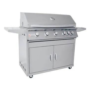 40" RCS Premier Freestanding Grill Cart showcasing sleek stainless steel design and powerful cooking features.
