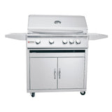 RCS 32" Premier Freestanding Grill Cart showcasing its sleek stainless steel design and spacious cooking area.