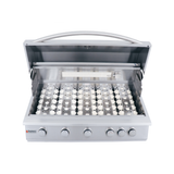 RCS 40" Premier Drop-In Grill showcasing its sleek stainless steel design and five powerful burners for outdoor grilling.