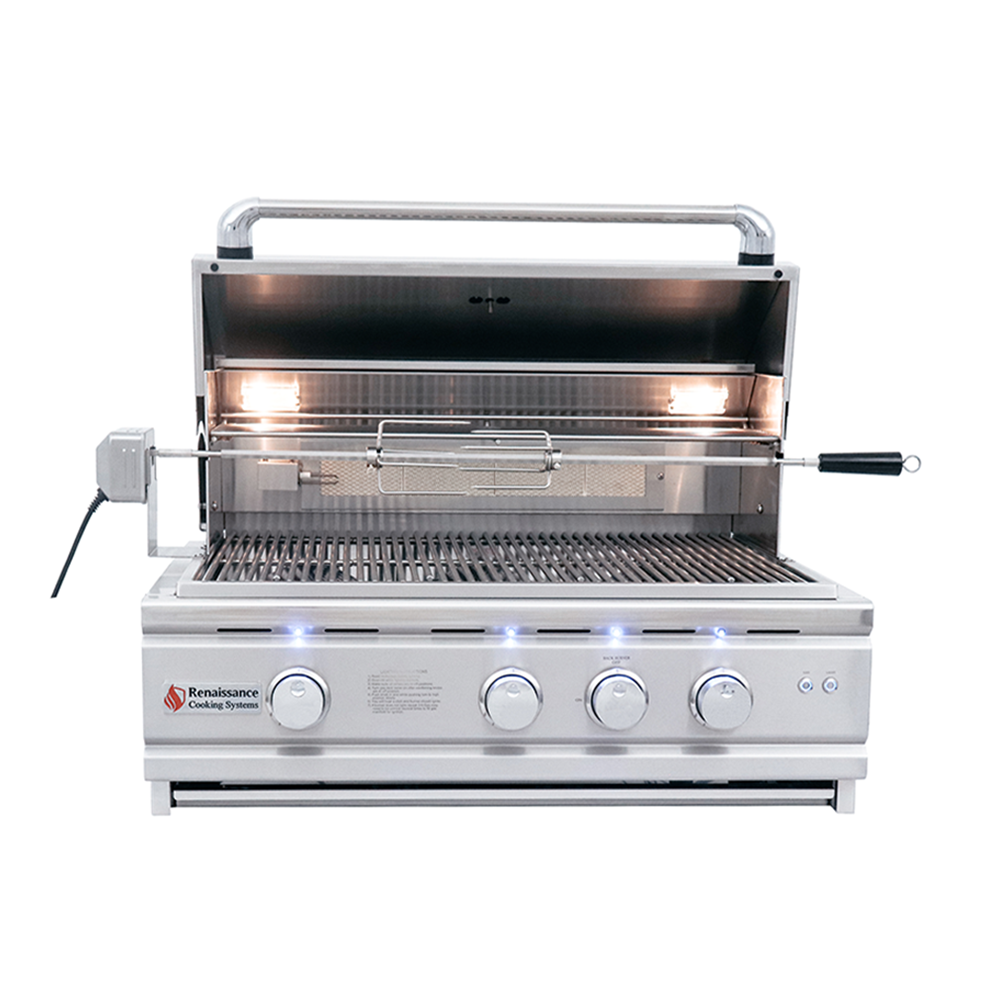 RCS Cutlass Pro 30" Built-In Grill with full-length slide-out drip tray and heat zone separators for ultimate grilling.