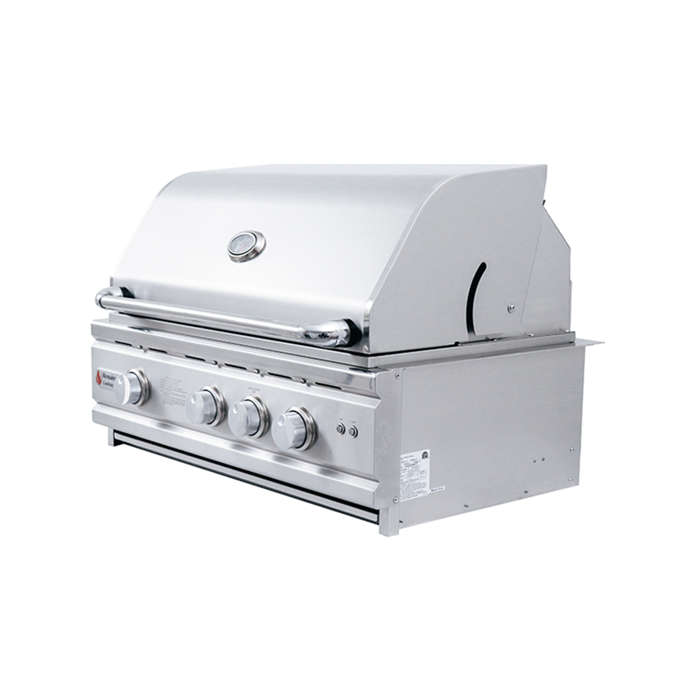 RCS Cutlass Pro 30" Built-In Grill showcasing three stainless steel burners and solid cooking grids.