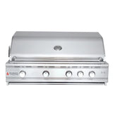Image of the RCS 42" Cutlass Pro Freestanding Grill Cart with illuminating blue LED control panel lights and dual internal halogen lights for nighttime grilling.