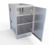 Sunstone 18" Left or Right Swing Door Cabinet w/Shelf showcasing its stainless steel structure and double shelves for ample storage.