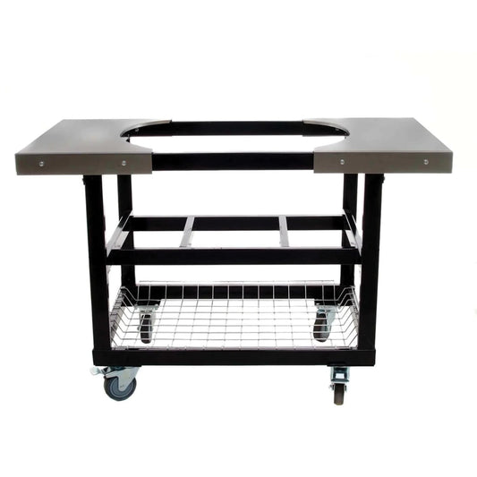 Primo cart base with basket and stainless steel side shelves for Oval X-Large and Large ceramic grills