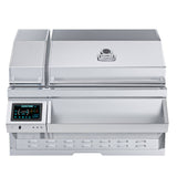 Sunstone 40” Electric Pellet Built-In Grill with Cold Smoker featuring sleek stainless steel design for premium outdoor cooking.