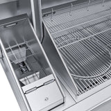 Close-up view of the Sunstone 40” Electric Pellet Built-In Grill w/Cold Smoker featuring its digital control panel and meat probe for precision cooking.