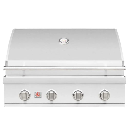Summerset Sizzler 4-burner built-in gas grill head with lid closed, on white background