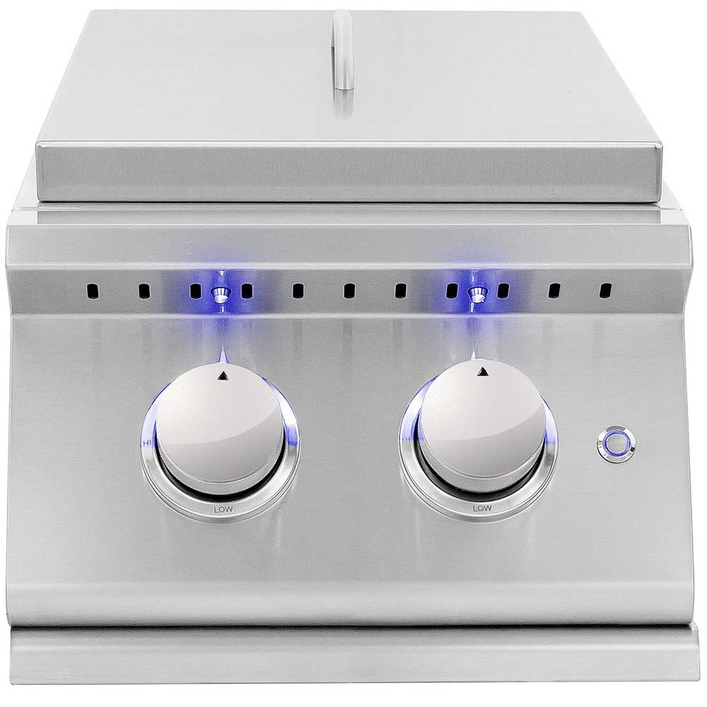 Summerset Sizzler Pro Series Double Side Burner showcasing its sleek design and stainless steel construction.