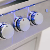 Close-up of Summerset Sizzler Pro Series Double Side Burner's LED illuminated knobs and Sure-Strike ignition system.