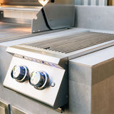Summerset Sizzler Pro Series Double Side Burner in action, heating up meals with dual 12,000 BTU burners.