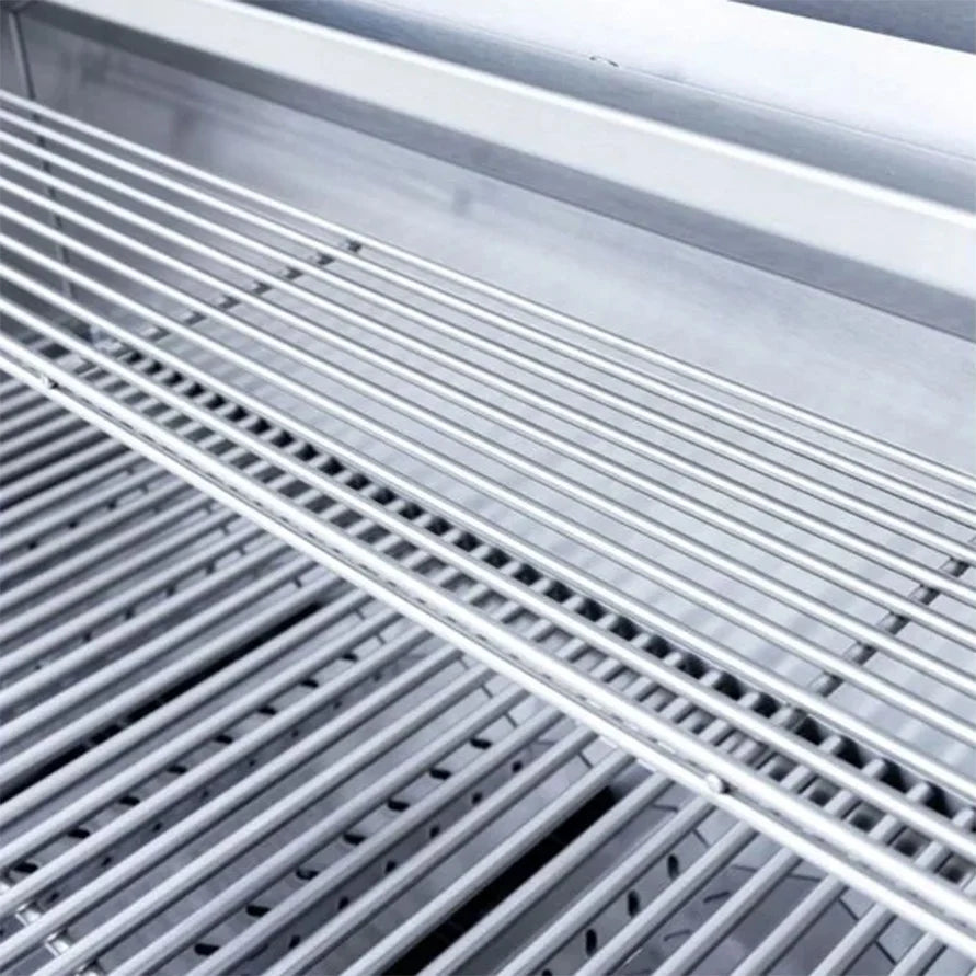 Close-up of the stainless steel cooking grates of a Summerset Sizzler 32-inch built-in gas grill