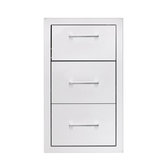 TrueFlame 17-inch stainless steel triple drawer and door combo, closed
