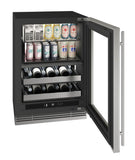 U-Line URBD324 24-inch Home Collection dual-zone beverage center, stainless glass door