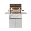 American Made Grills Alturi 30-inch freestanding cart gas grill on its stainless steel cart