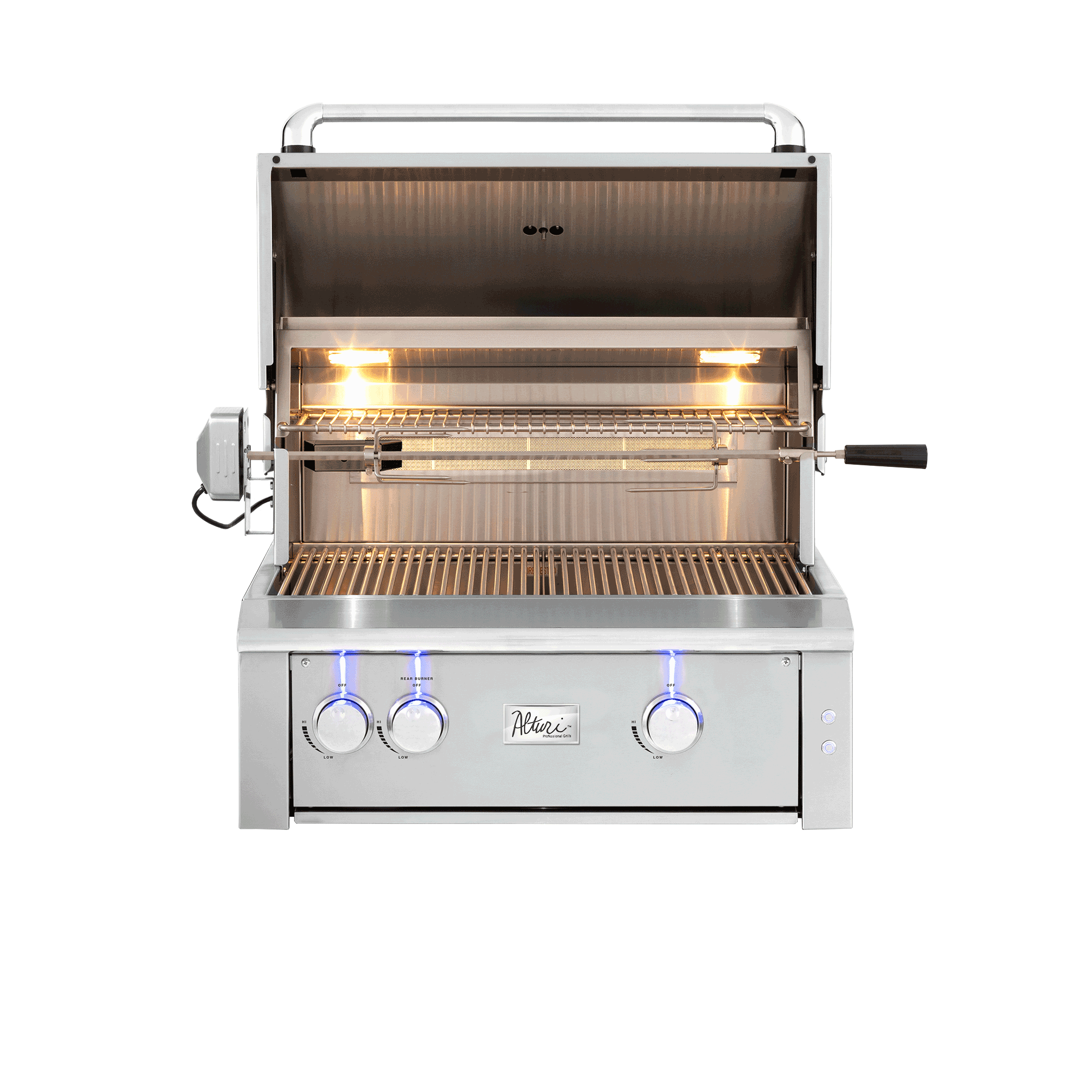 American Made Grills Alturi 30-inch built-in gas grill — with the hood open