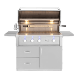 American Made Grills Alturi 42-inch grill cart — shown with an Alturi 42 grill head fitted, hood open