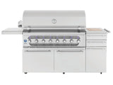 American Made Grills Muscle 54-inch hybrid freestanding cart grill — hood closed, front view on the cart