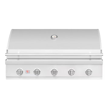 Summerset 5-burner built-in gas grill head with lid closed, on white background