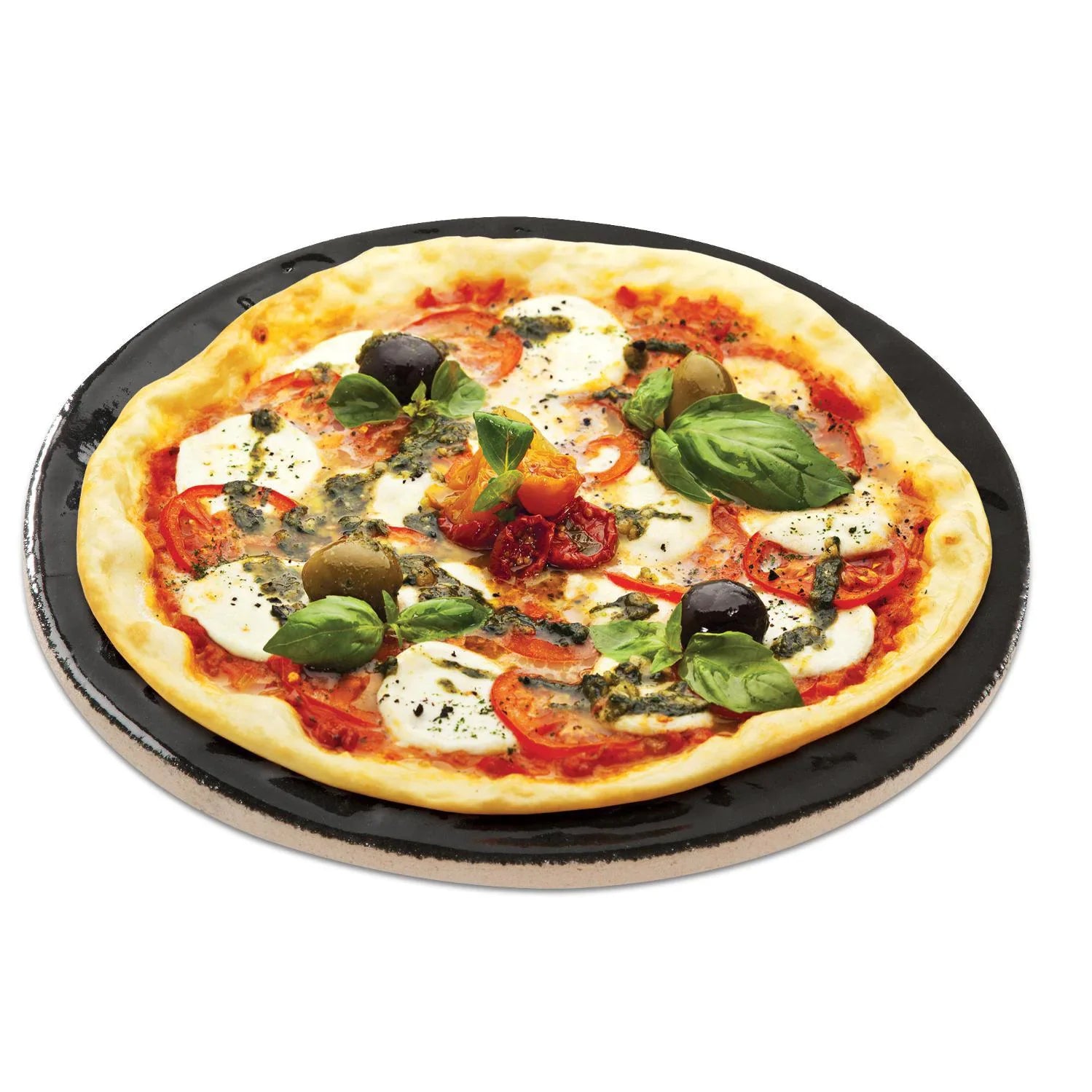 Primo 16-inch glazed ceramic pizza and baking stone for Oval X-Large, Large and Round ceramic grills