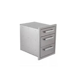 Bonfire 16.5" x 22" Stainless Steel Vertical Triple Drawer installed in an outdoor kitchen countertop.